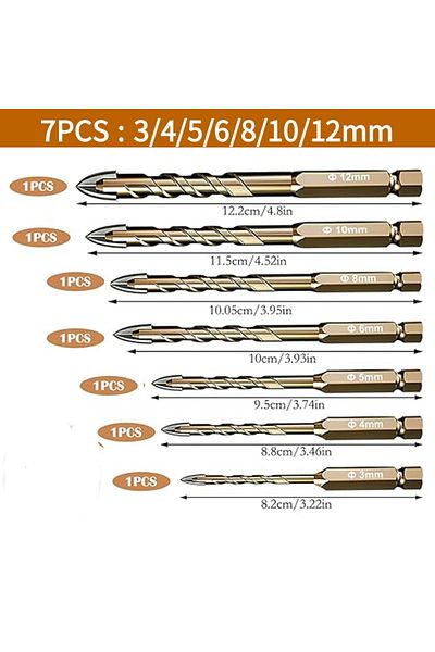 Choice 7pcs 12pcs Hexagonal Shank Tile Drill Set Glass Drill Masonry Drill Bit Set 3-12 Mm Drill Ceramic Dr