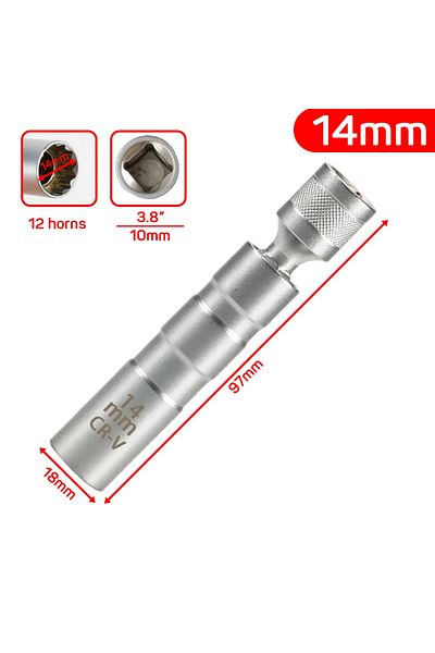 YUZHI 14mm Spark Plug Socket Wrench Adapter 14mm16mm Set Universal Joint With Magnetic Flexible Socket Thi