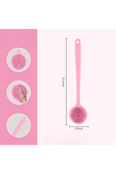 Choice فرشاة تنظيف الظهر من السيليكون ذات الوجهين باللون الوردي بمقبض طويل وف...