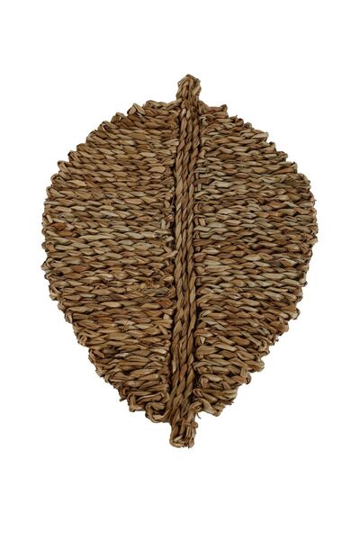 KANCAEV Duvar Dekoru, Hasır, Yaprak, Natürel, 28*44cm