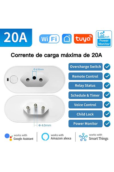 Choice 20a Wifi Version Tnce Tuya Brazil Plug 16/20a Wifi Or Zigbee, Socket With Power Monitor, Smart Life