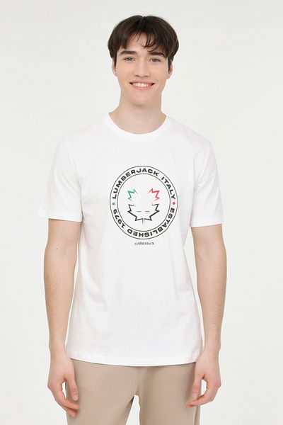 lumberjack RenatoHerren-T-Shirt mit Rundhalsausschnitt in weiß