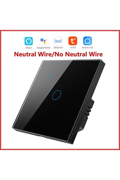 Chevolink 101JL-BLACK-01 Smart Switch EU WiFi Smartlife Neutral Wire/No Neutral Wire Touch Light Switch 220V W