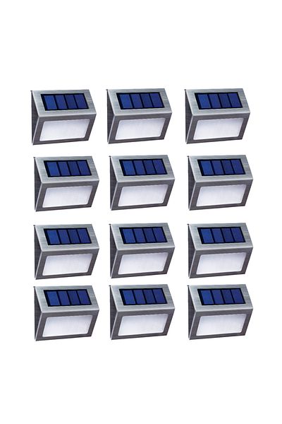 Choice White Light-12pcs 1/12pcs Solar Stainless Steel Step Light Waterproof Anti-corrosion And Environment