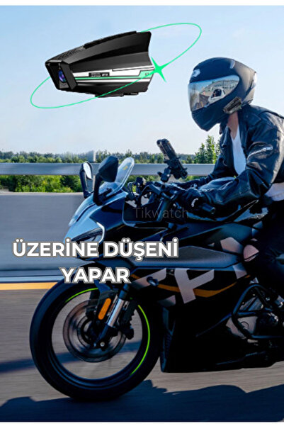 TİKWATCH Motosiklet Kameralı Kask Kulaklık Dvr Kameralı Wifili 2000mah 1080p Kamera Su Geçirmez