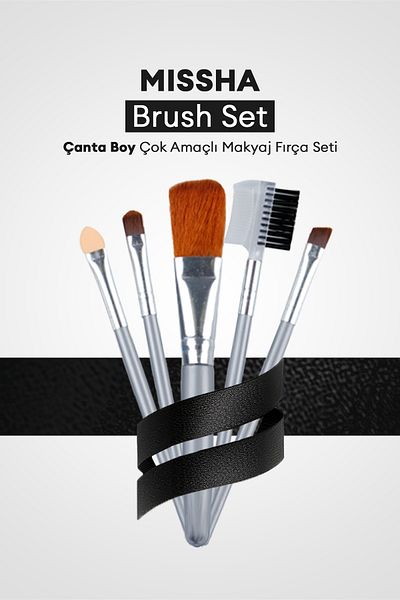 Missha Bag Size Multi-Purpose Makeup Brush Set Brush Set (Gray) (5Pcs)