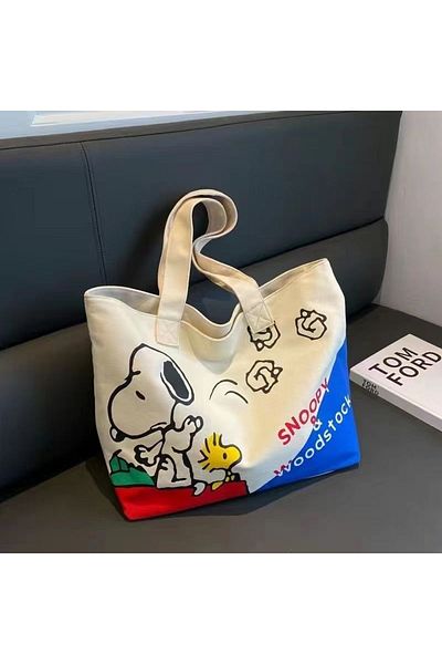 Choice Snoopy-a Miniso Disney Snoopy Cartoon Kawaii Canvas Bag Women's Fashion Versatile Large Capacity Cas