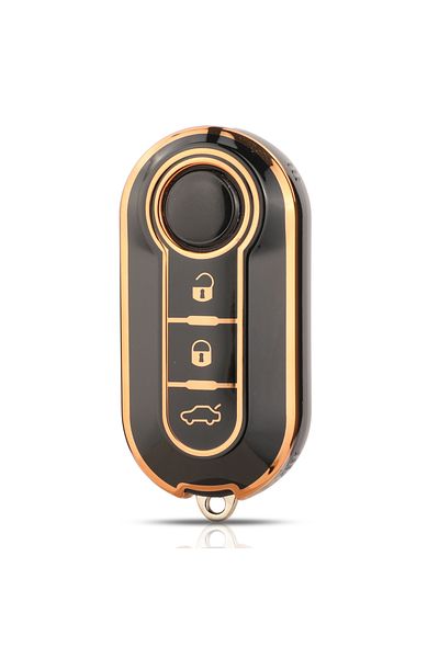 jingyuqin BLACK TPU Car Key Shell Case Fob For Fiat 500 Panda Punto Bravo Doblo Peugeot Boxer Citroe
