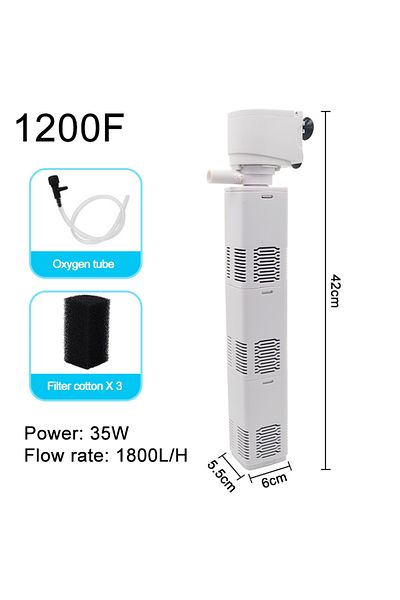 TUNFAN 1200f Aquarium Filter Pump Fish Tank Submersible Silent Air Oxygen Aerator Water Change Pump Aquariu
