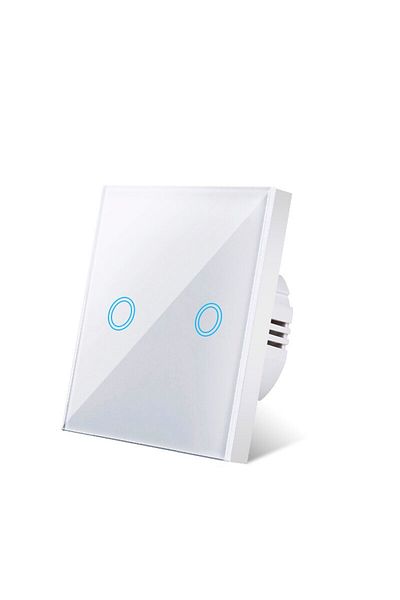 Szaoju Eu 2gng White Eu Touch Switch Ac100 240v Tempered Black White Crystal Glass Panel Power Wall Light S