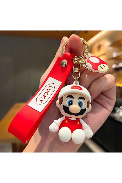 BANDAI 8 10styles Super Mario Keychain Mario Bros Luigi Toad Yoshi Bowser Action Figure Model Pvc Cartoon .