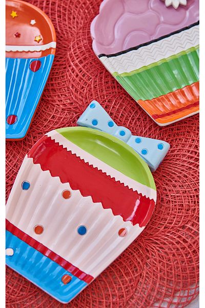 KANCAEV JOYFUL MINI PLATE, "BLUE BOW"897PL008- SOLD AS A SET OF 2.