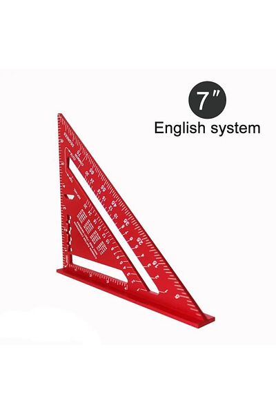 Choice Red-english New 7inch Triangle Ruler Measurement Tool Aluminium Alloy Carpenter Tools Inch Metric An