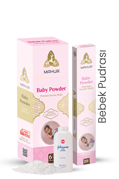 MAHUR Bebek Pudrası (Baby Powder) Çubuk Tütsü - 20 Adet Çubuk