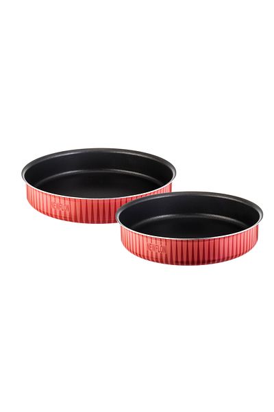 Newflon Round Oven Trays, 2 Pieces - Multi-purpose Large Diameter 28 Cm, Medium Diameter 24 Cm, Height 5 Cm