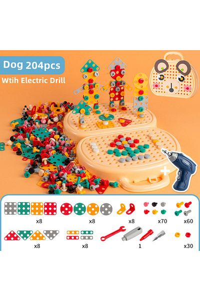 GGbell Dog Driller No Box Children Electric Drill Toolbox Driller Games Tool Toy For Boys 4-6 Years Old Mon