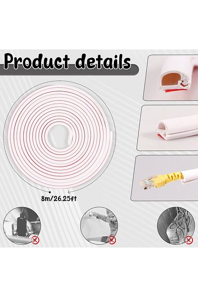 Choice White 8m 3/5/8m Wire Hider Kit For Wall Mount Tv Cable Covers Raceway Cable Management Cord Organize