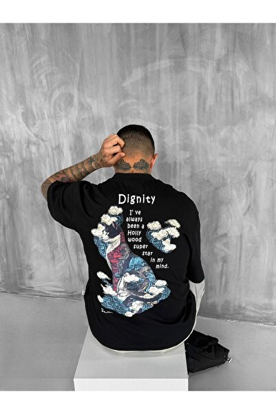 ablukaonline Tricou oversize pentru bărbați, negru