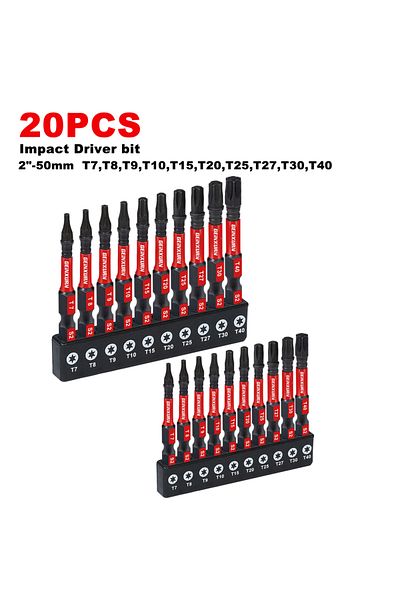Choice 20pcs Geinxurn 2 Inches T7-t40 Torx Screwdriver Bit Set,impact Tough Magnetic S2 Alloy Steel Star Bi