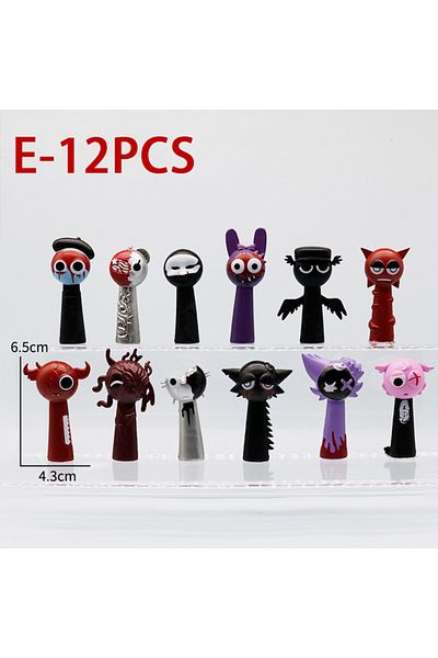 Choice E-12pcs New 12pcs Set Funny Sprunki Figuras Model 6-8cm Pvc Sprunki Game Anime Action & Toy Figures