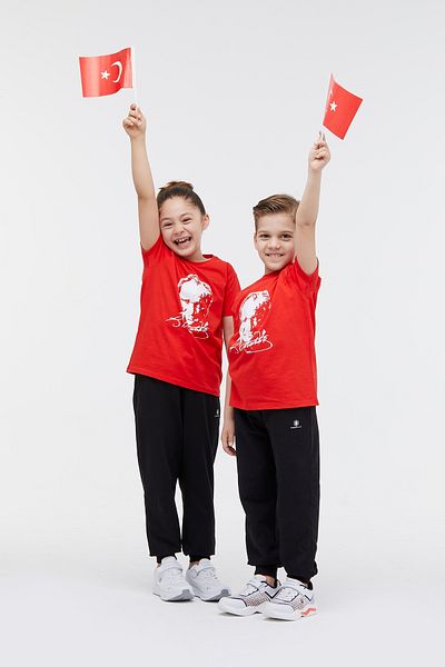 lumberjack Ul 11Ata01 4Fx Red Unisex Kids Short Sleeve T-Shirt