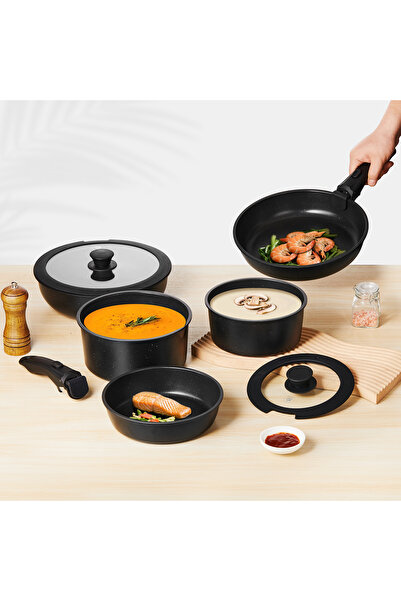 SHUFA Glamping 9 Piece Easy Clip Removable Handle Portable Pan and Pot Set