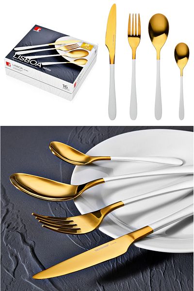 Berlinger Haus White/gold Stainless Steel Cutlery Set 16 Pcs Lisboa Gift Box