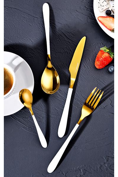 Berlinger Haus White/gold Stainless Steel Cutlery Set 16 Pcs Lisboa Gift Box