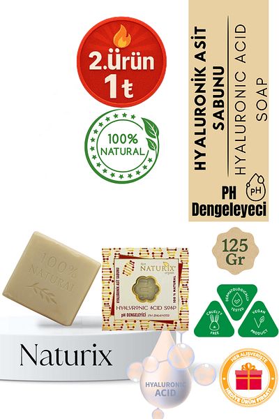Naturix Hyaluronic Acid Soap 125 Gr |   Ph Balancing, Anti-Wrinkle & Purifying