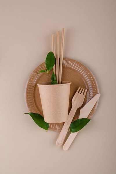 alenked Disposable Wooden Board Spoon Fork Knife Set 24 Pieces (8 Forks 8 Spoons 8 Knives)