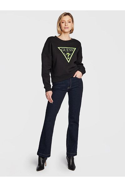 Guess Дамски черен суитшърт с кръгла яка - W3Rq04K9Z21Jblk