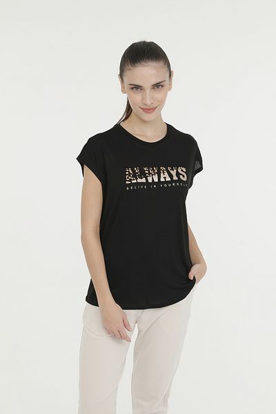 Kinetix WL DALIA 11P7113 4FX Tricou negru pentru femei cu mânecă scurtă