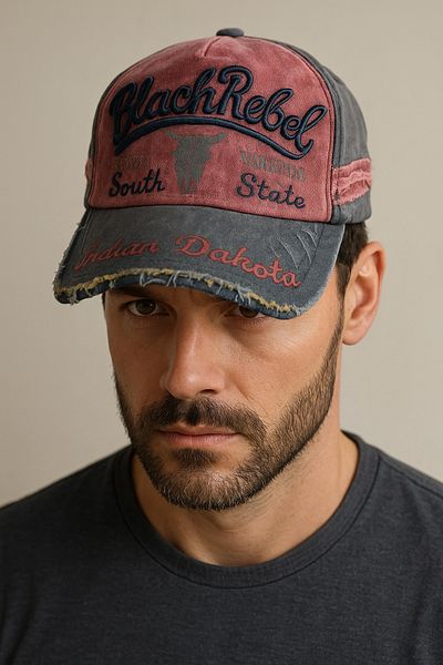 CosmoOutlet Unisex Black Flexible Embroidered Claret Red Hat - Adjustable on the Back