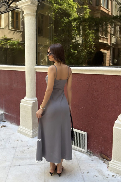 The Robi Slim Strap Dress with Stripe Detail