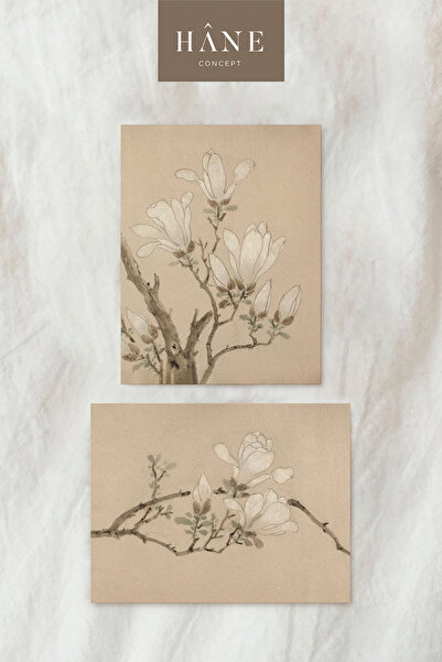 Hane Concept 2'li Botanik Poster Seti, Sanatsal Baskı, Galeri Duvarı, Avrupa Evi Tarzı Baskı