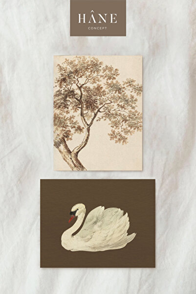 Hane Concept Set de poster dublu maro și bej, imprimare artistică, perete de ...