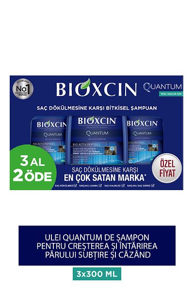 Bioxcin Șampon Quantum Cumpărați 3 Obțineți 2 3x300 ml pentru păr gras - șampon pentru păr subțire
