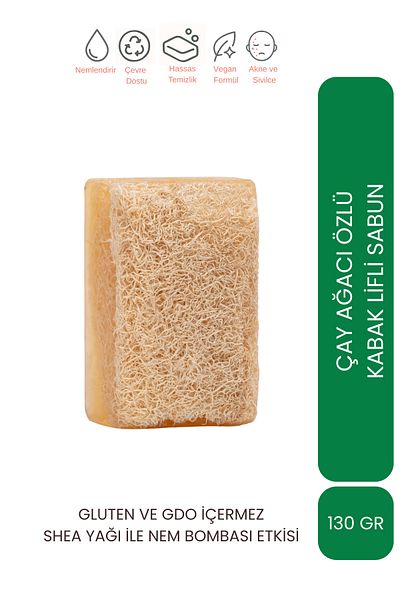 LET'SCRUB Natural Pumpkin Fiber Tea Tree Soap - Moisture Bomb Enriched with Shea Butter 130 GR