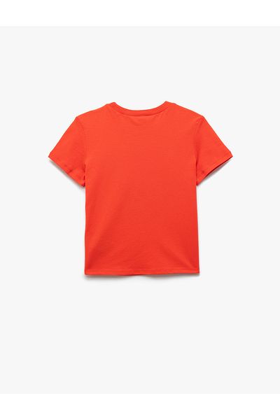 Koton Crew Neck Cotton T-Shirt - Short Sleeve and Print Detail