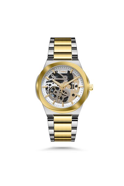 catera Men's Multifunctional Watch in Silver and Gold Steel