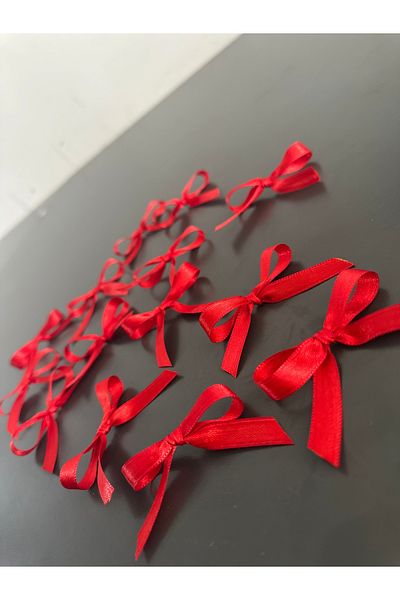 edalle 50 Pcs Red Satin Bow Small 10mm Handmade