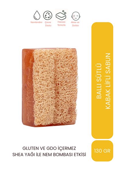 LET'SCRUB Natural Pumpkin Fiber Honey Milk Soap - Moisture Bomb Enriched with Shea Butter 130 GR