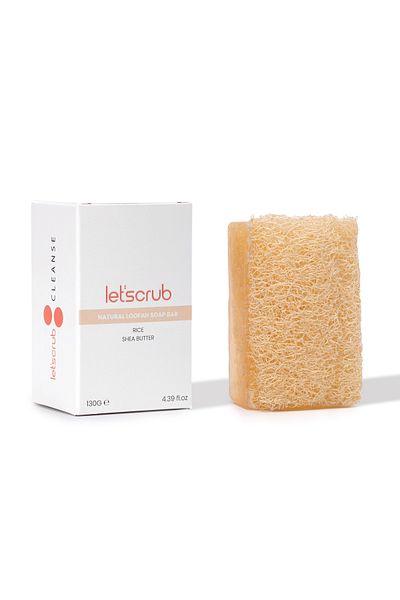 LET'SCRUB Natural Pumpkin Fiber Rice Soap - Moisture Bomb Enriched with Shea Butter 130 GR