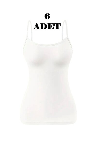 Özten 6 Pieces Combed Cotton Ribbed Thread Strap Women's Undershirt Ozt510