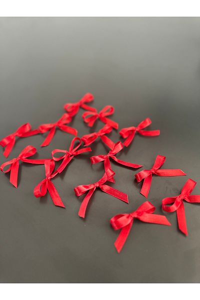 edalle 50 Pcs Red Satin Bow Small 10mm Handmade