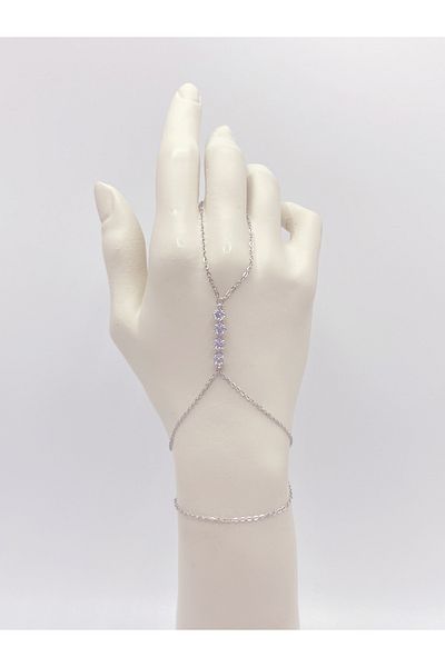 Bijuty Silver Colored Steel Shahmeran with Row of Square Stones