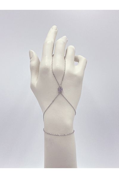 Bijuty Silver Colored Steel Shahmeran with Square White Stone Figure