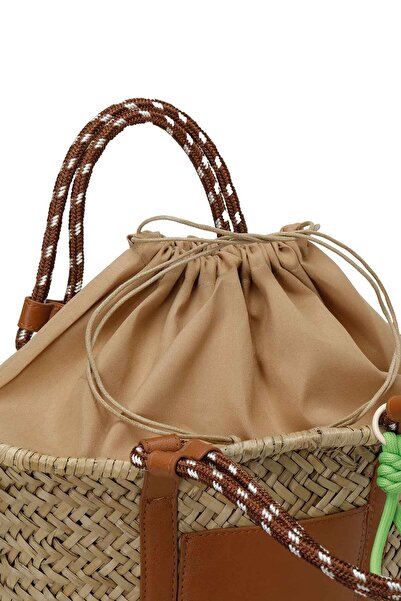 Butigo 4FX Model Sand Colored Women's Handbag - Wicker BGCK