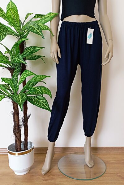VİP BERA TEKSTİL Lacivert Yumuşacık Likralı Paçası Lastikli Pijama Altı