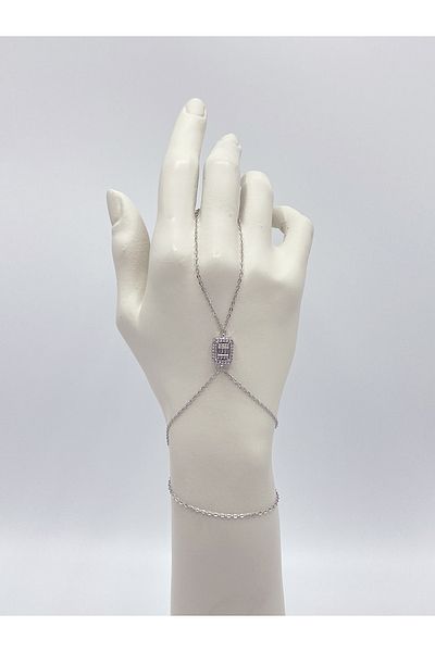 Bijuty Baguette Stone Silver Colored Steel Şahmeran
